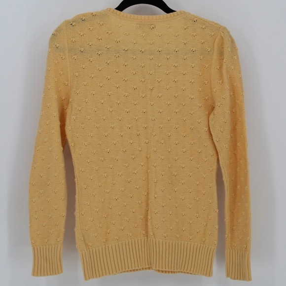 Studio Works $48 Small Golden Yellow‎ Pointelle Knit V-Neck Pullover Sweater - Picture 7 of 11